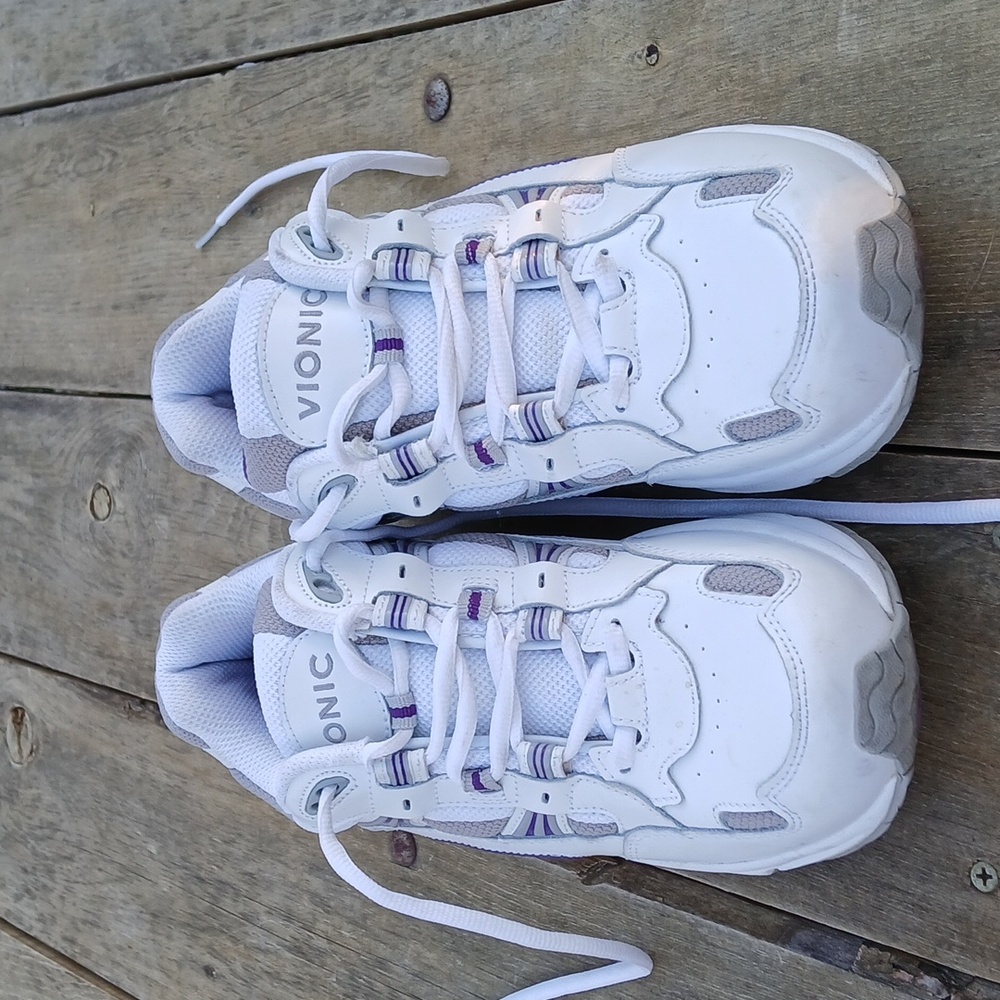 Bionic Walker Shoes Classic Athletic Sneakers Women Size 8.5 Wide,White/Purple - Picture 3 of 9